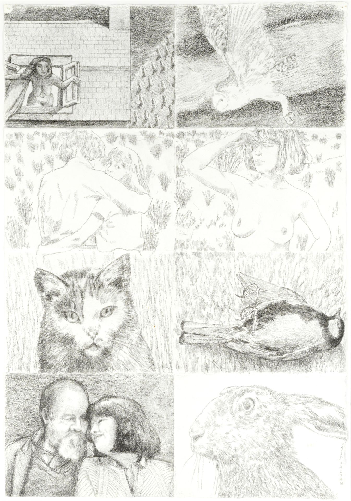 David Inshaw (British, born 1943) Sixteen pencil sketches of people and nature entire sheet 57.1...