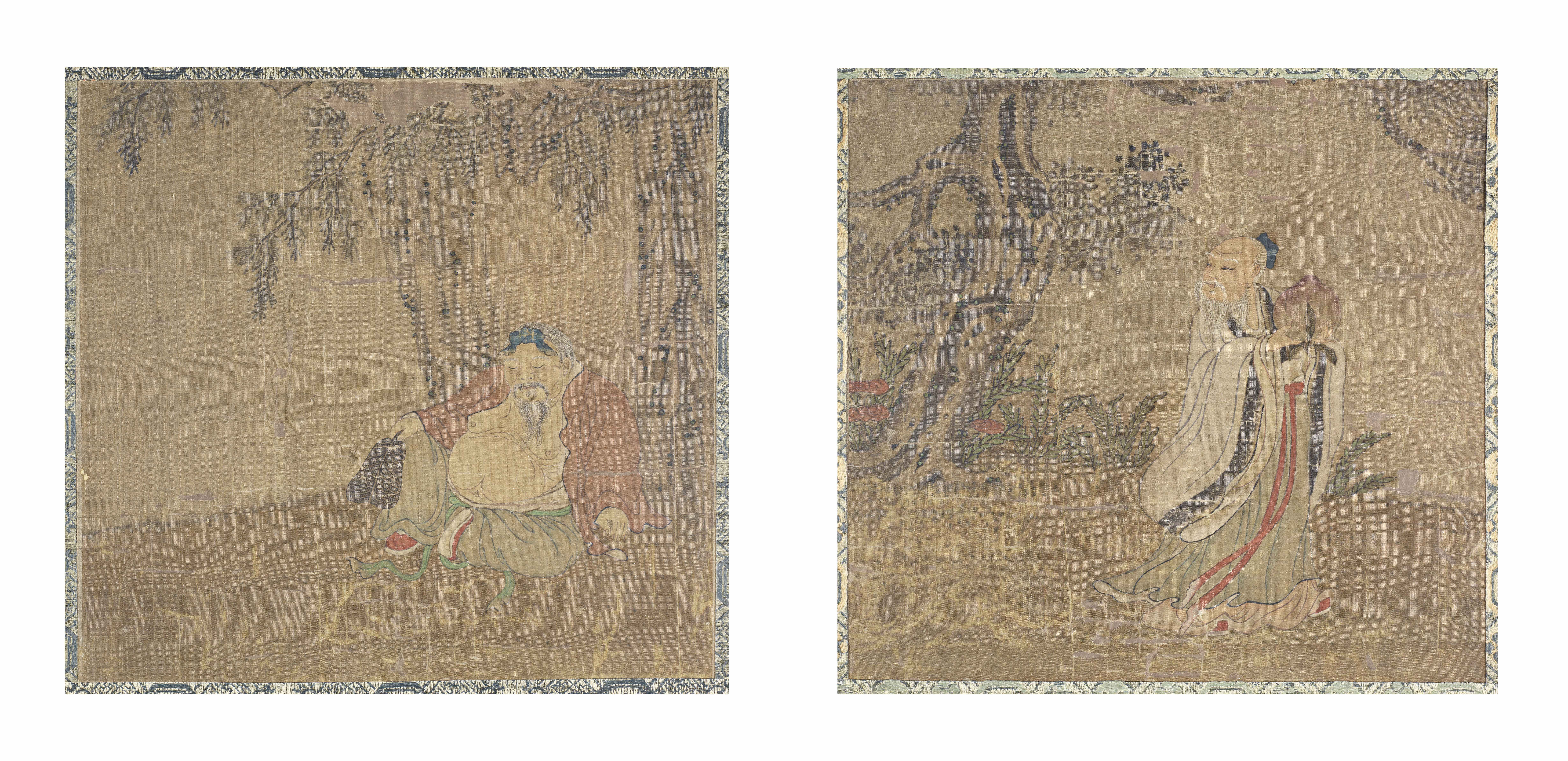 ANONYMOUS 17th centuryTwo album-leaf paintings of Immortals (2)