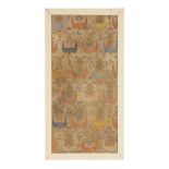 AN IMPERIAL CHESTNUT-GROUND SILK 'BATS AND SHOU SYMBOLS' BROCADE PANEL Wanli 110cm (43 2/8in) hig...