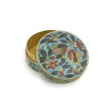 AN EXTREMELY RARE AND IMPORTANT CLOISONN&#201; ENAMEL 'POMEGRANATES' CIRCULAR BOX AND COVER Incis...