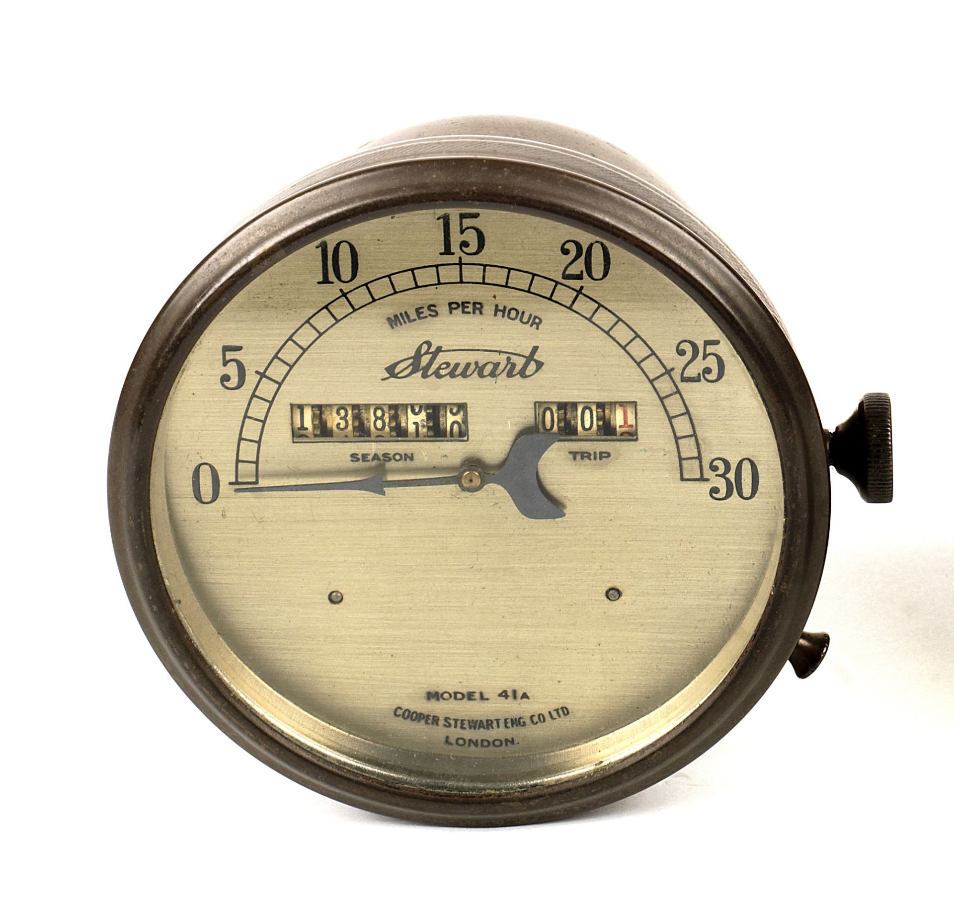 A Stewart Model 41A 30mph speedometer and an oiler, ((2))