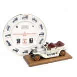 A bone china Rolls-Royce Silver Ghost deskpiece by Coalport, ((2))