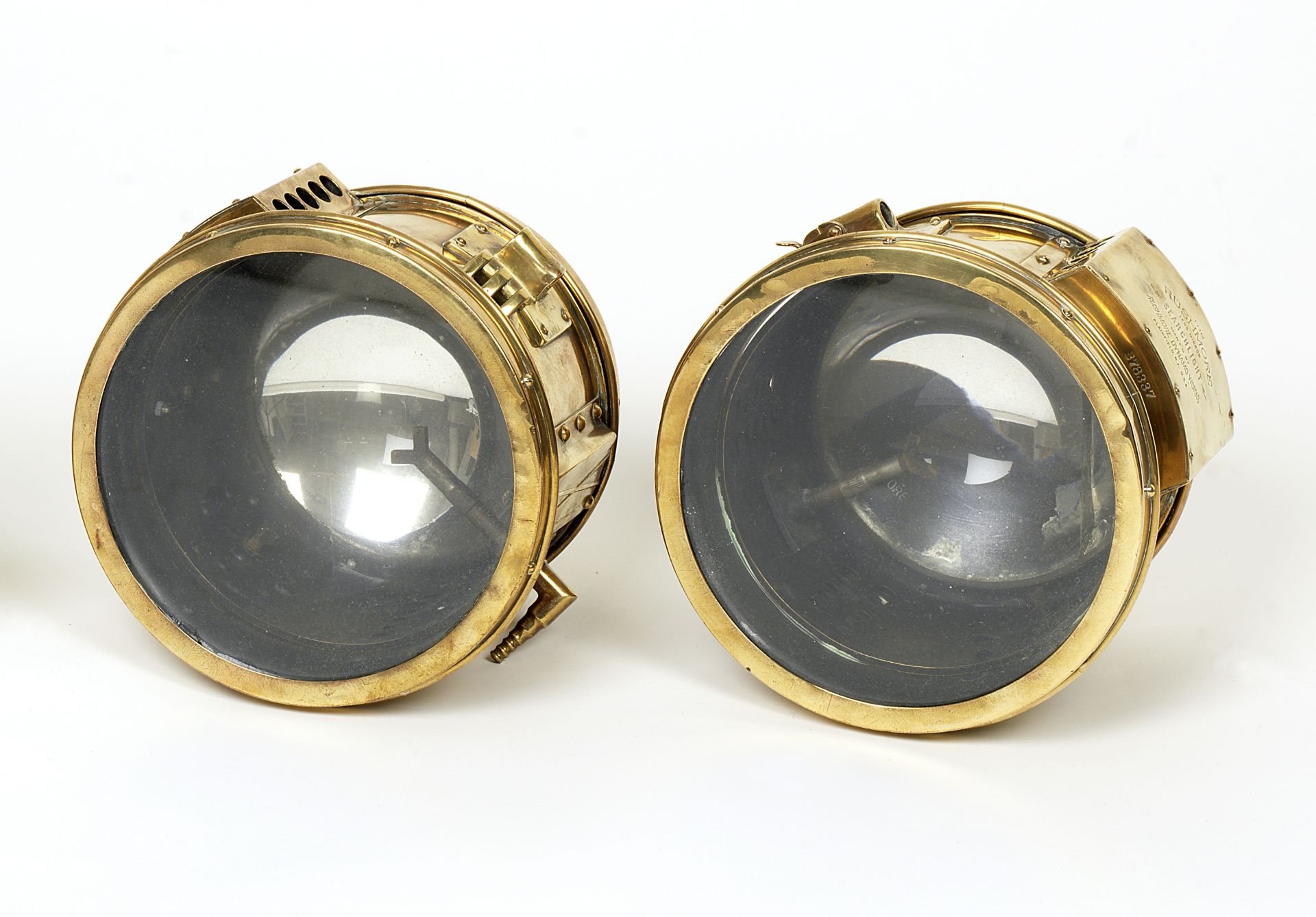 A pair of Rushmore 'Searchlight' acetylene headlamps, American, ((2))