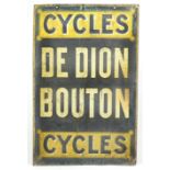 A 'De Dion Bouton Cycles' printed tin sign,