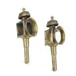 A pair of candle brass carriage lamps, ((2))
