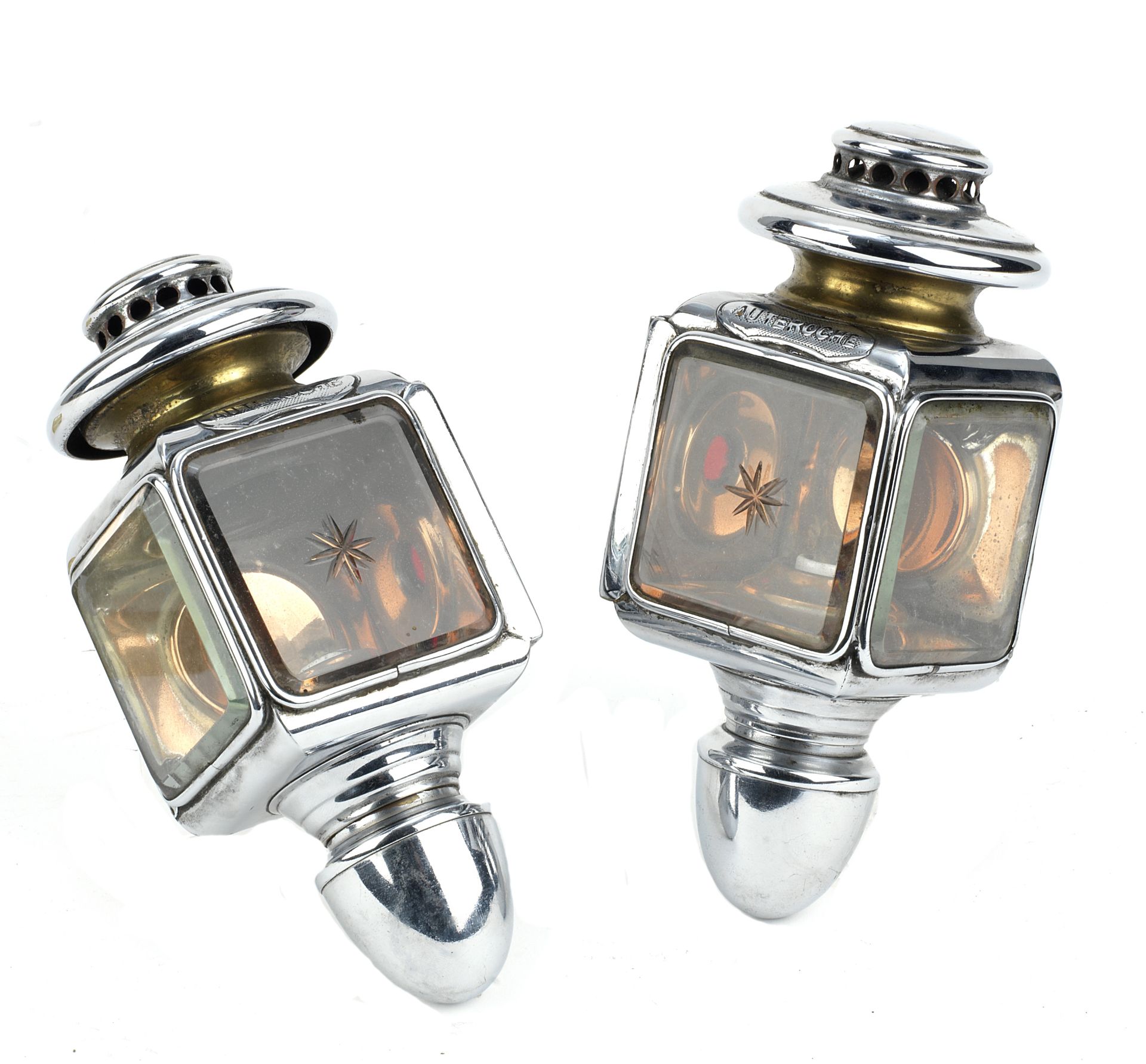 A pair of 'Auteroche' oil-illuminating opera lamps, French, ((2))