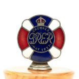 A KING GEORGE VI CORONATION ENAMEL CAR BADGE, 1937,