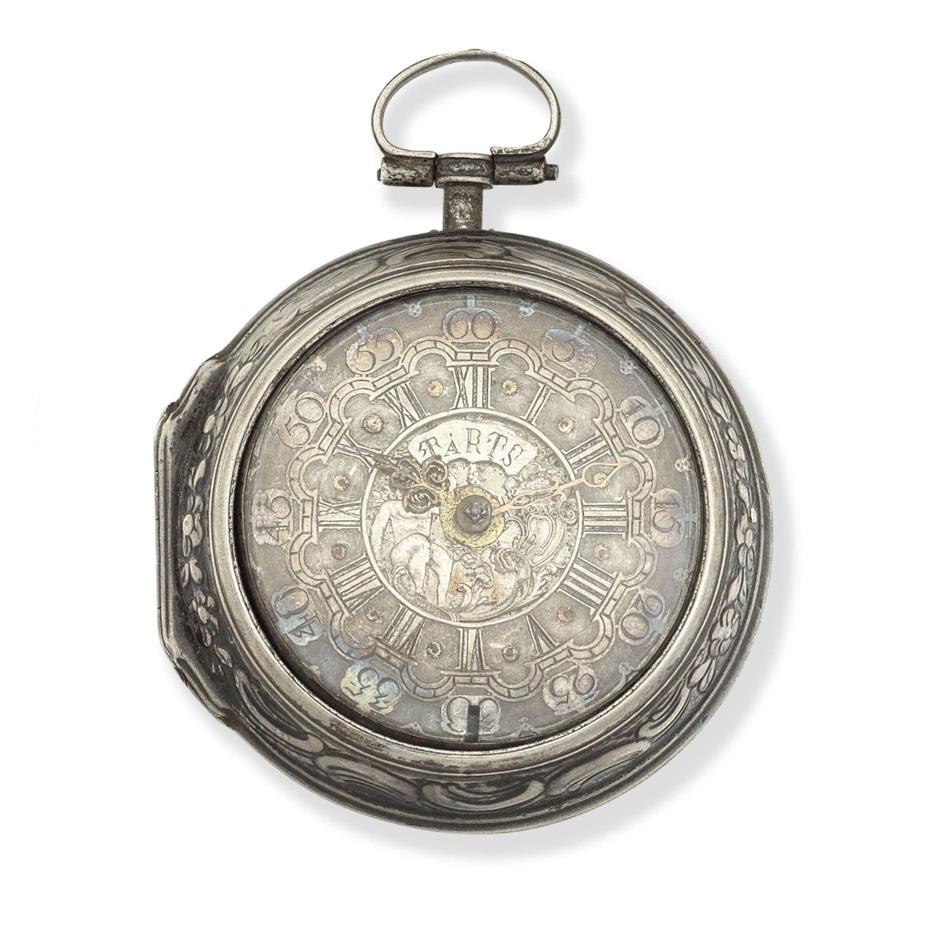 Tarts, London. A silver key wind pair case pocket watch with repouss&#233; decoration Circa 1774