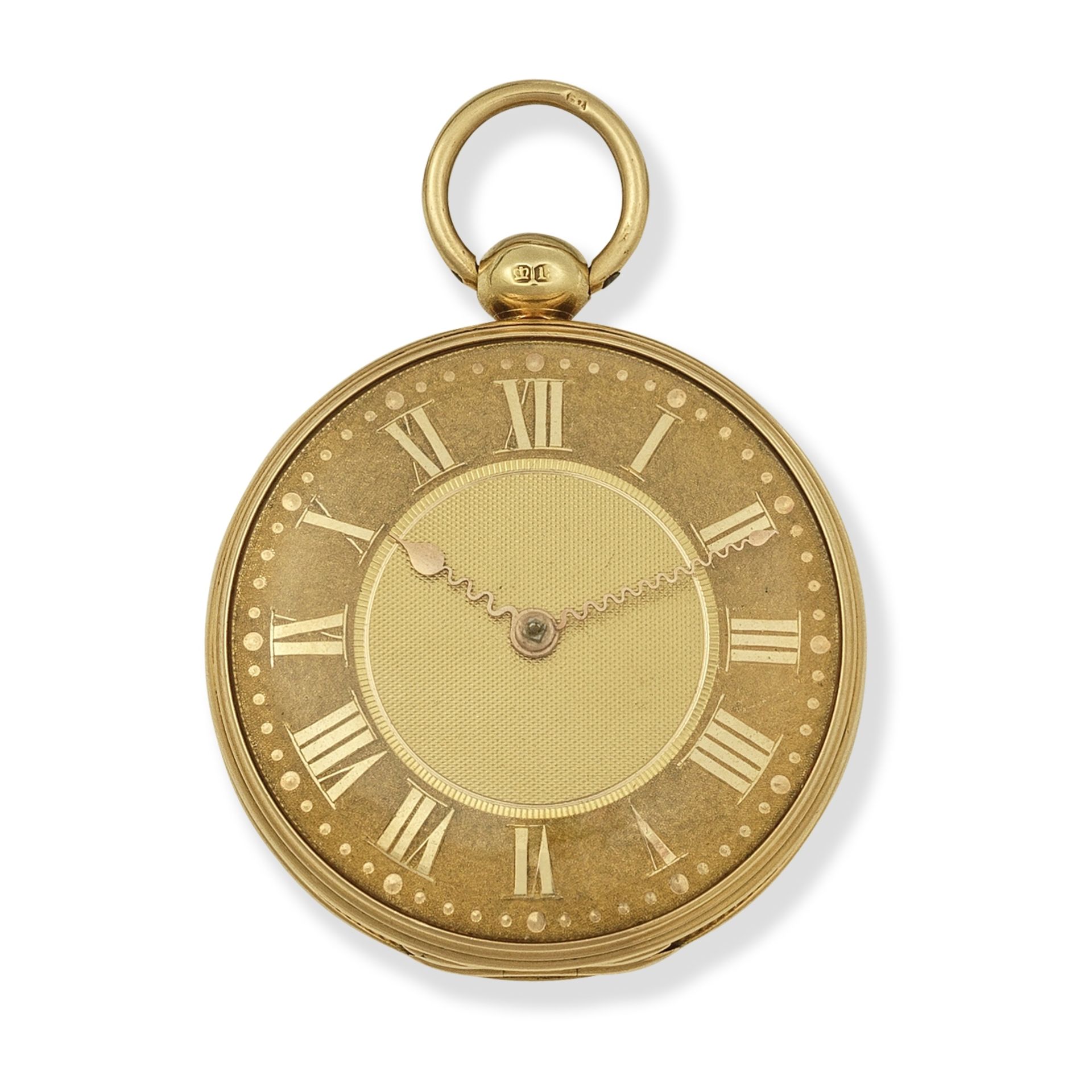 Barrauds, London. An 18K gold key wind open face pocket watch London Hallmark for 1899