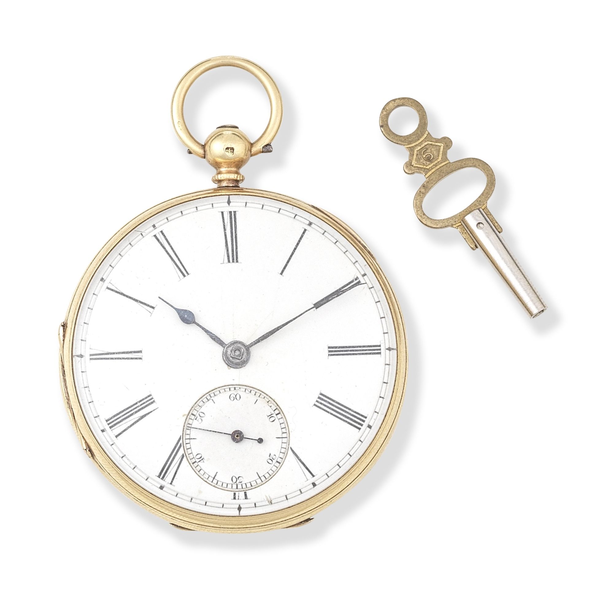 T. R. & W. Laing, Glasgow. An 18K gold key wind open face pocket watch Chester Hallmark for 1865