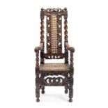 MINIATURE FURNITURE - A carved walnut armchair possibly late 17th/early 18th century in the Charl...