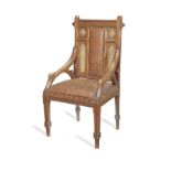 A mid Victorian 'Geometric gothic' carved solid oak chair after an 1862 design by John Pollard Se...