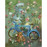 Yannis Kottis (Greek, born 1949) V&#233;lo bleu (Peint en 2007.signed and dated (lower right) oil...