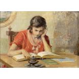 Georgios Jakobides (Greek, 1852-1932) Fille lisant un livre (signed in Greek and dated (upper rig...