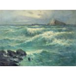 Georgios A. Isaias (Greece, 1873-1957) Le phare/ Les vagues de l'oc&#233;an (signed in Greek (low...