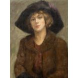 Sophia Laskaridou (1882-1965) Femme au chapeaux noir (signed (upper left)oil on canvas)