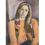 Georgios Mavroidis (Greek, 1912-2003) Femme &#224; la blouse orange (Peint en 1973.signed in Gree...