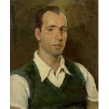 Andreas Georgiadis the Cretan (Greek, 1892-1981) Jeune homme au gilet vert (signed in Greek (midd...