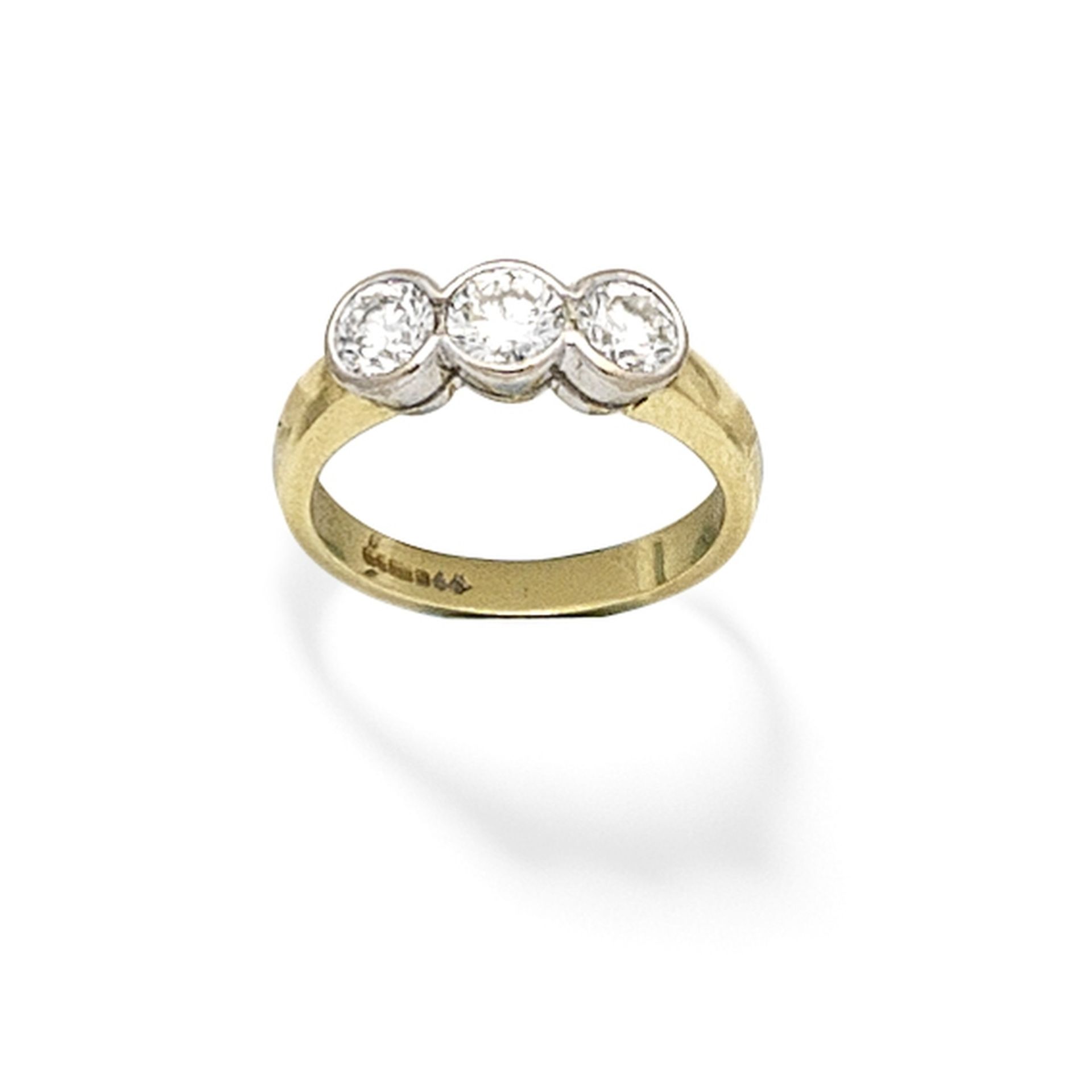 DIAMOND THREE-STONE RING,