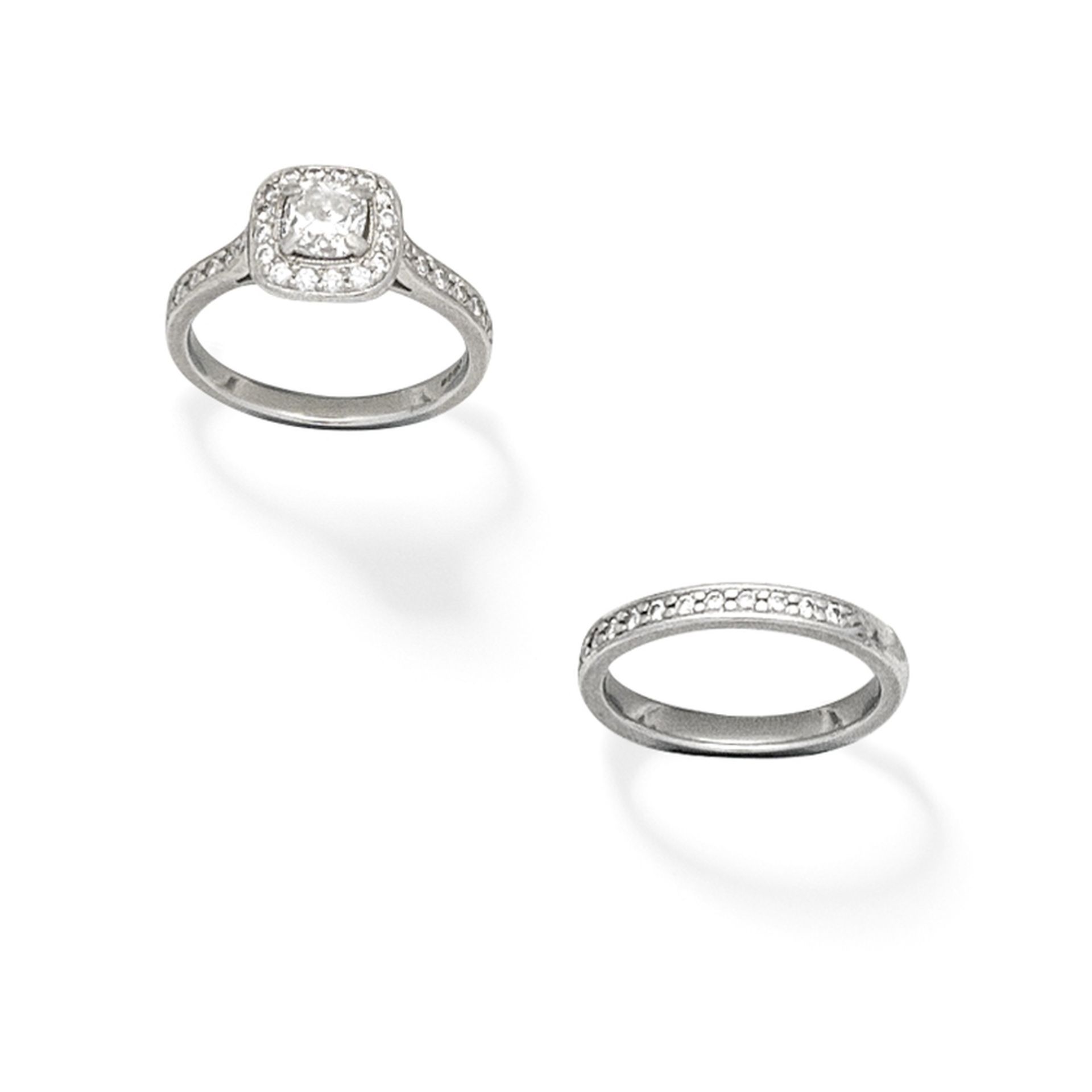 DIAMOND CLUSTER RING; DIAMOND HALF ETERNITY RING (2)