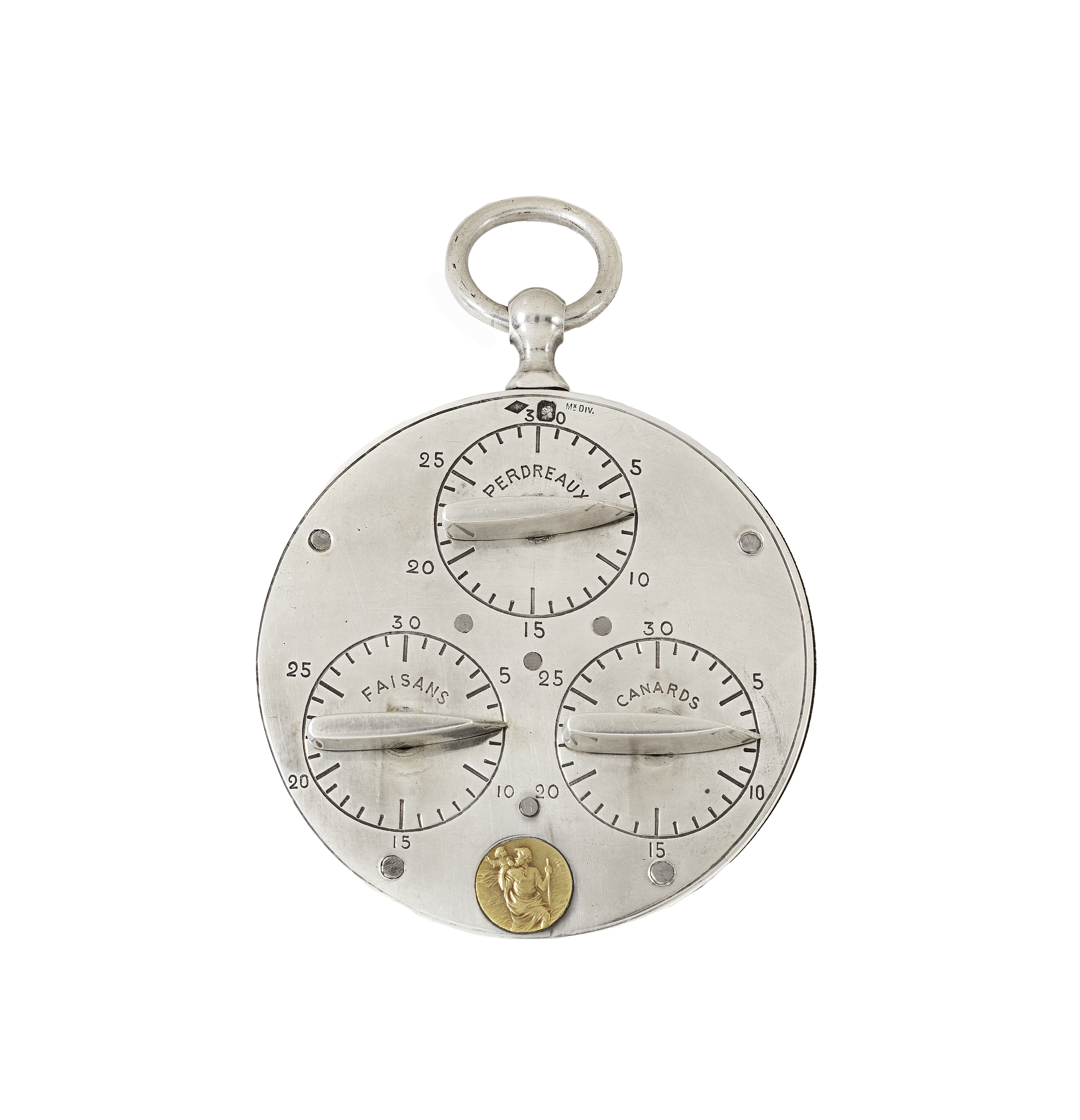 A rare French silver six-dial game counter