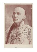 MAGIC - CHUNG LING SOO Photographic portrait postcard, signed in ink 'Chung Ling Soo', [c.1912]