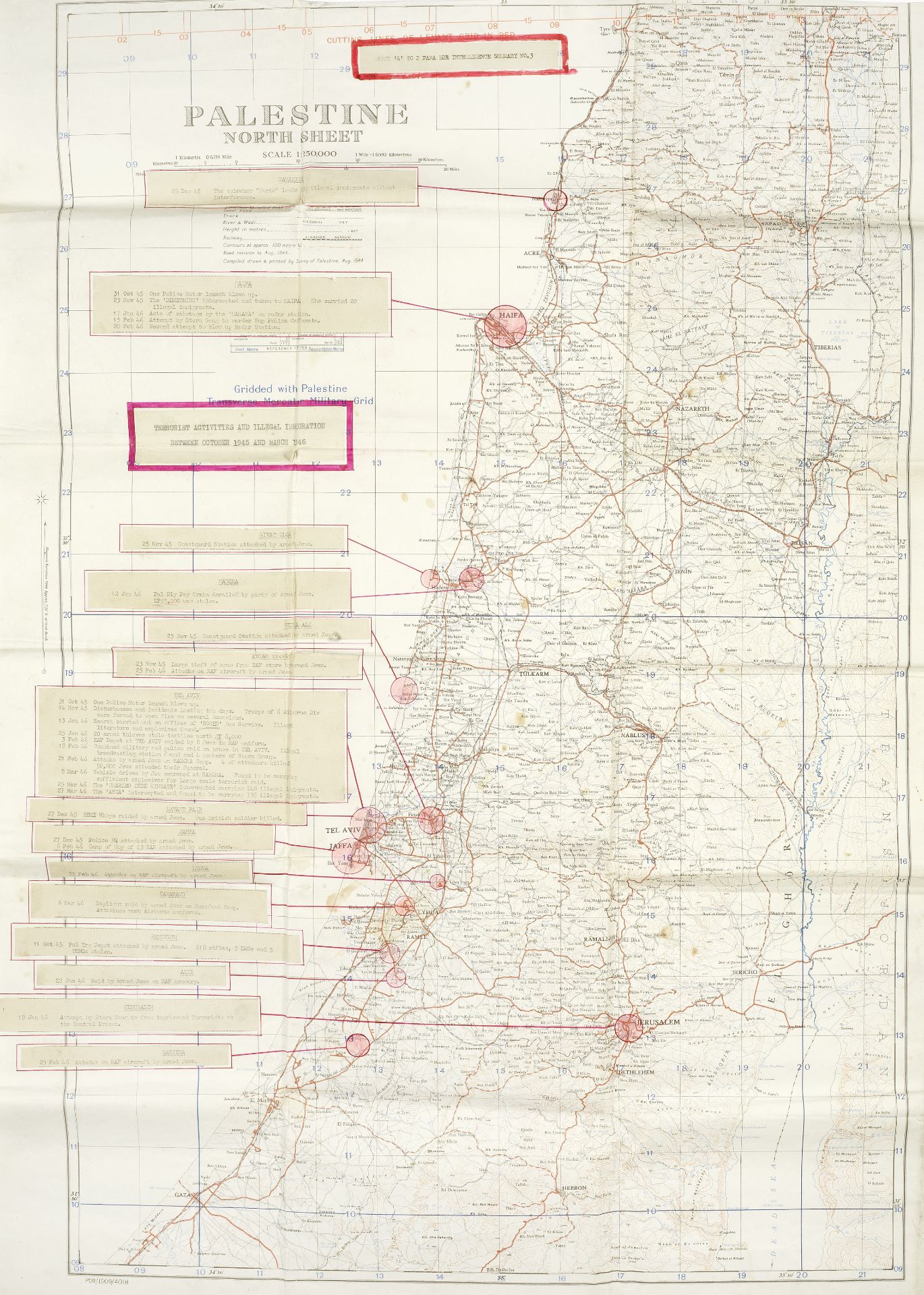 PALESTINE - BRITISH MANDATE AND INSURGENCY Archive relating to Jewish and Arab resistance to Bri...