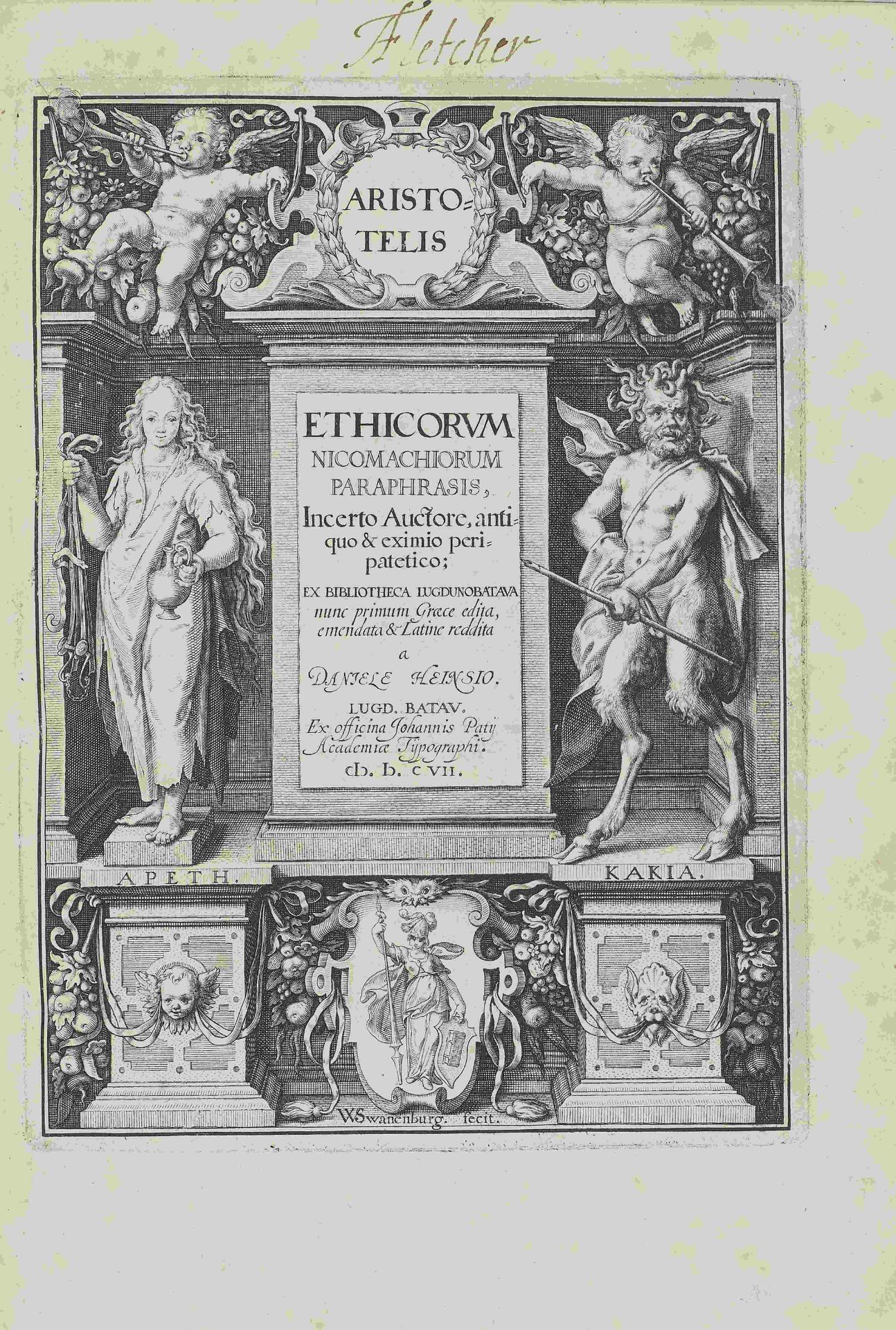 ARISTOTLE Ethicorum Nicomachiorum paraphrasis, 2 vol. bound in 1, Leiden, Johannes Patius, 1607