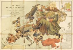 COMIC MAP ROSE (FREDERICK W.) Angling in Troubled Waters - A Serio-Comic Map of Europe, G.W. Baco...