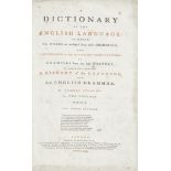 JOHNSON (SAMUEL) A Dictionary of the English Language, 2 vol., For W. Strahan [&c.], 1784