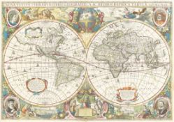 WORLD MAP HONDIUS (HENRICUS) Nova totius terrarum orbis geographica ac hydrographica tabula, [Ams...