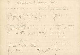MUSIC - CLAUDE DEBUSSY Autograph sketch-leaf for his unfinished opera 'La chute de la maison Ushe...