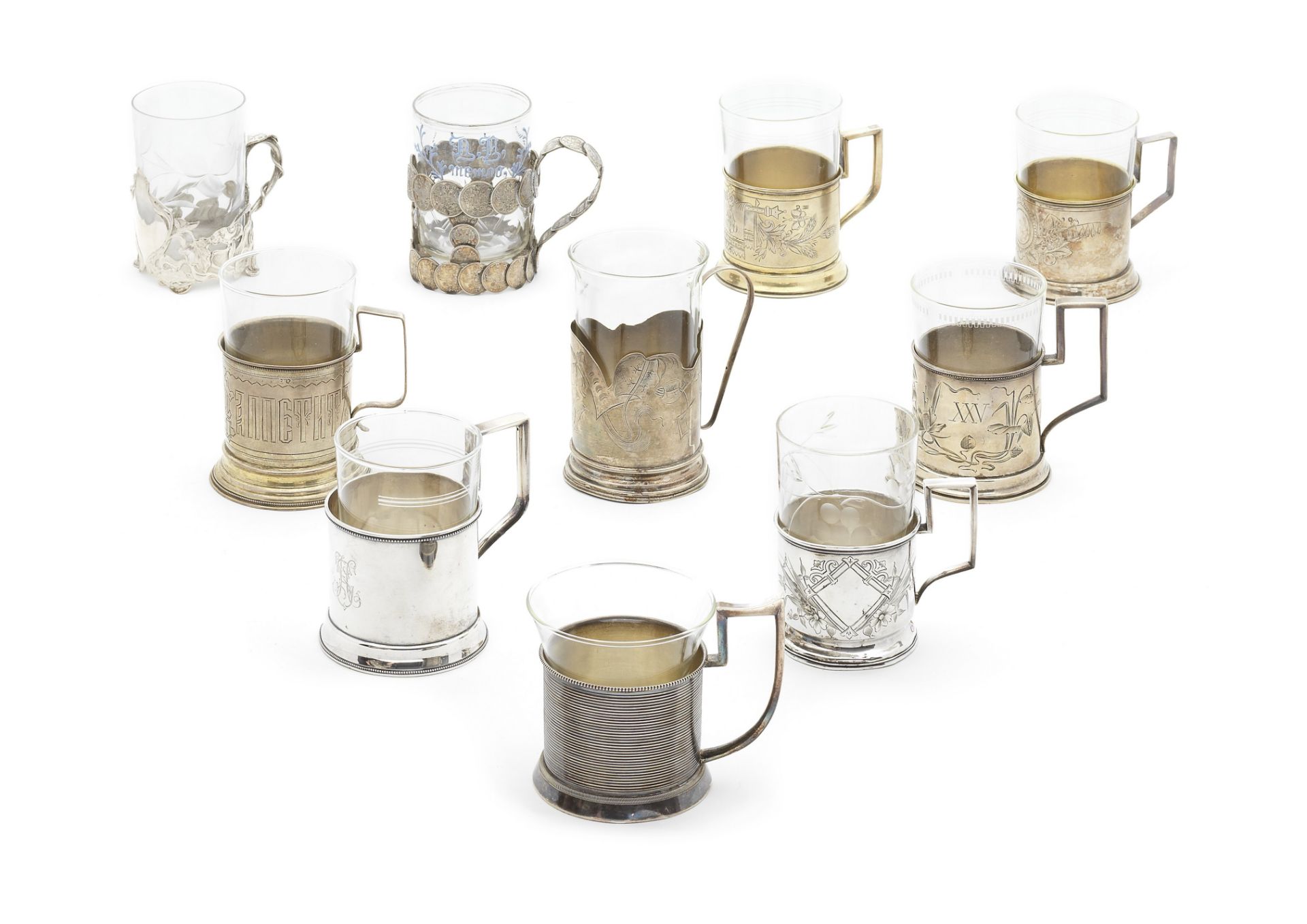 A group of ten tea-glass holders various makers, St. Peterburg and Moscow, late 19th &#8211; earl...