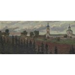 Petr Ivanovich Petrovichev (Russian, 1874-1947) Village on the Volga river