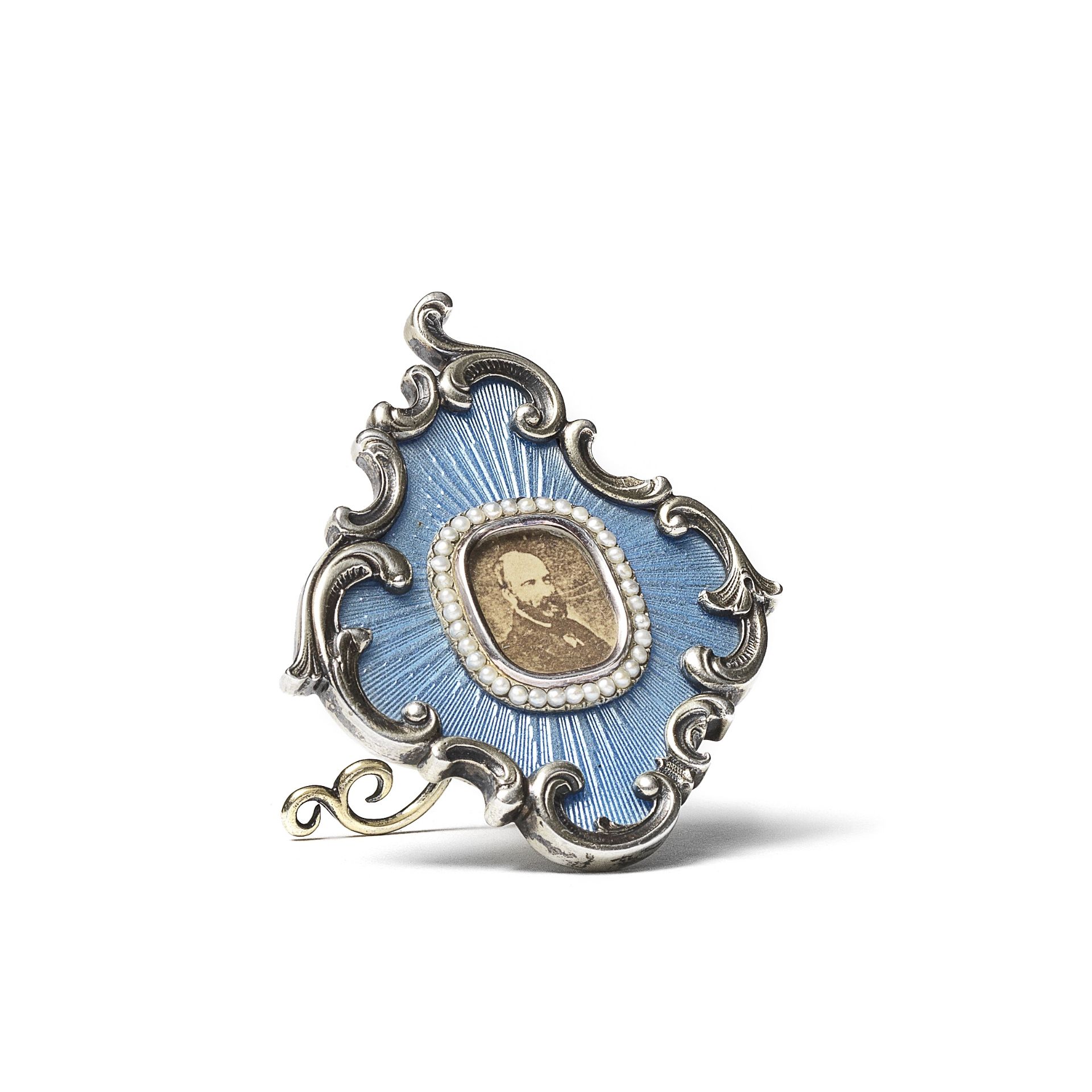 A silver and enamel miniature photograph frame Faberg&#233;, workmaster Mihail Perkhin, St. Peter...