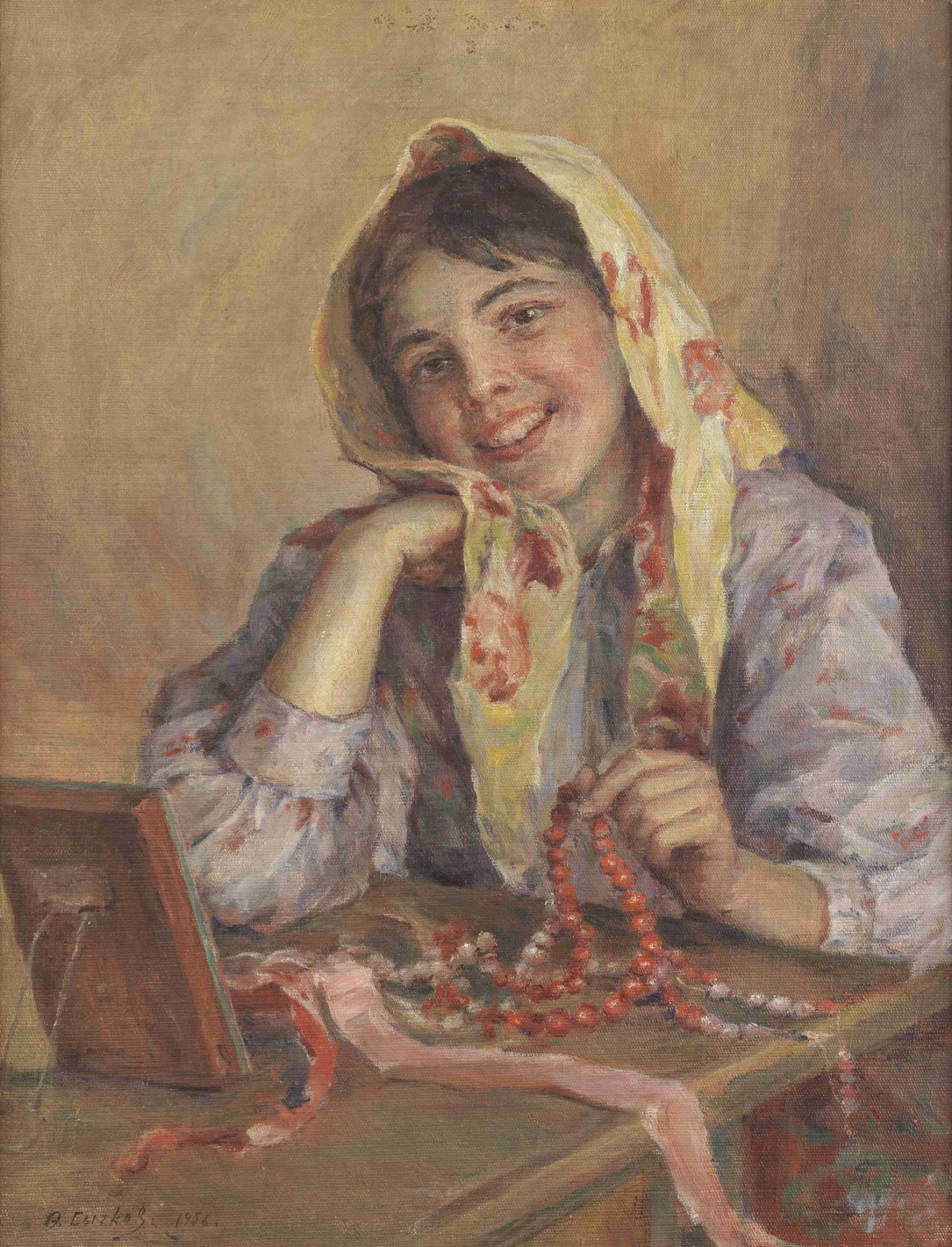 Fedot Vasilievich Sychkov (Russian, 1870-1958) Beauty with beads