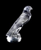 A 'Faucon' (Falcon) glass mascot by Rene Lalique, French, introduced 5th August 1925,