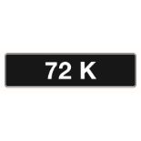'72 K' - UK Vehicle Registration Number,