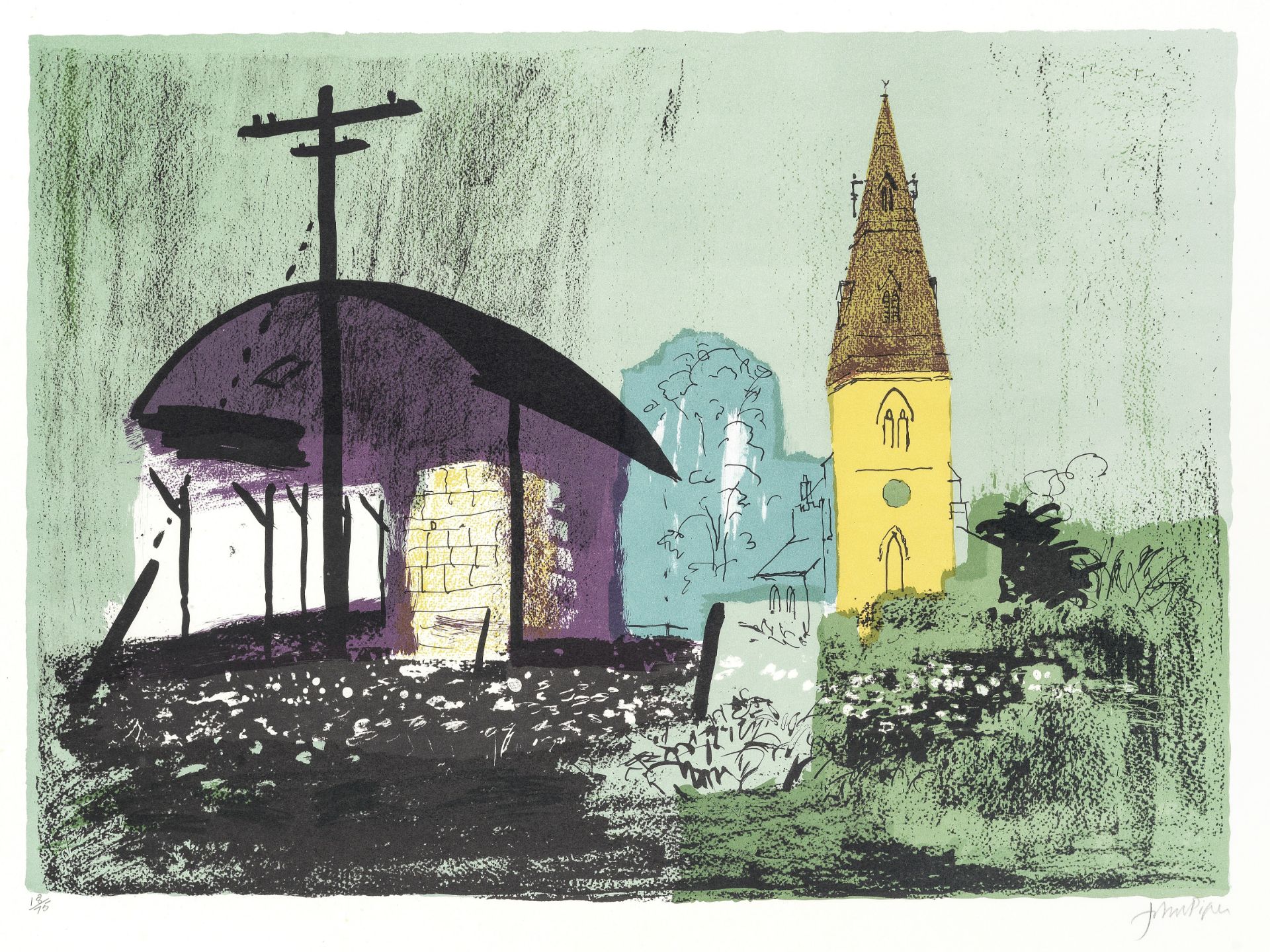 John Piper C.H. (British, 1903-1992) Seaton Lithograph printed in colours, 1978, on wove, signed ...