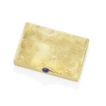 CARTIER: SAMORODOK GOLD AND SAPPHIRE-SET CIGARETTE CASE, 1964