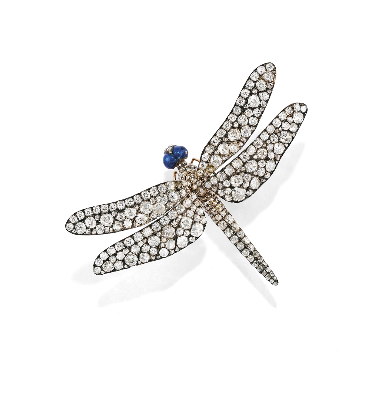 DIAMOND AND ENAMEL DRAGONFLY BROOCH, CIRCA 1890