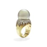 GRIMA: CULTURED PEARL AND DIAMOND DRESS RING, 1991