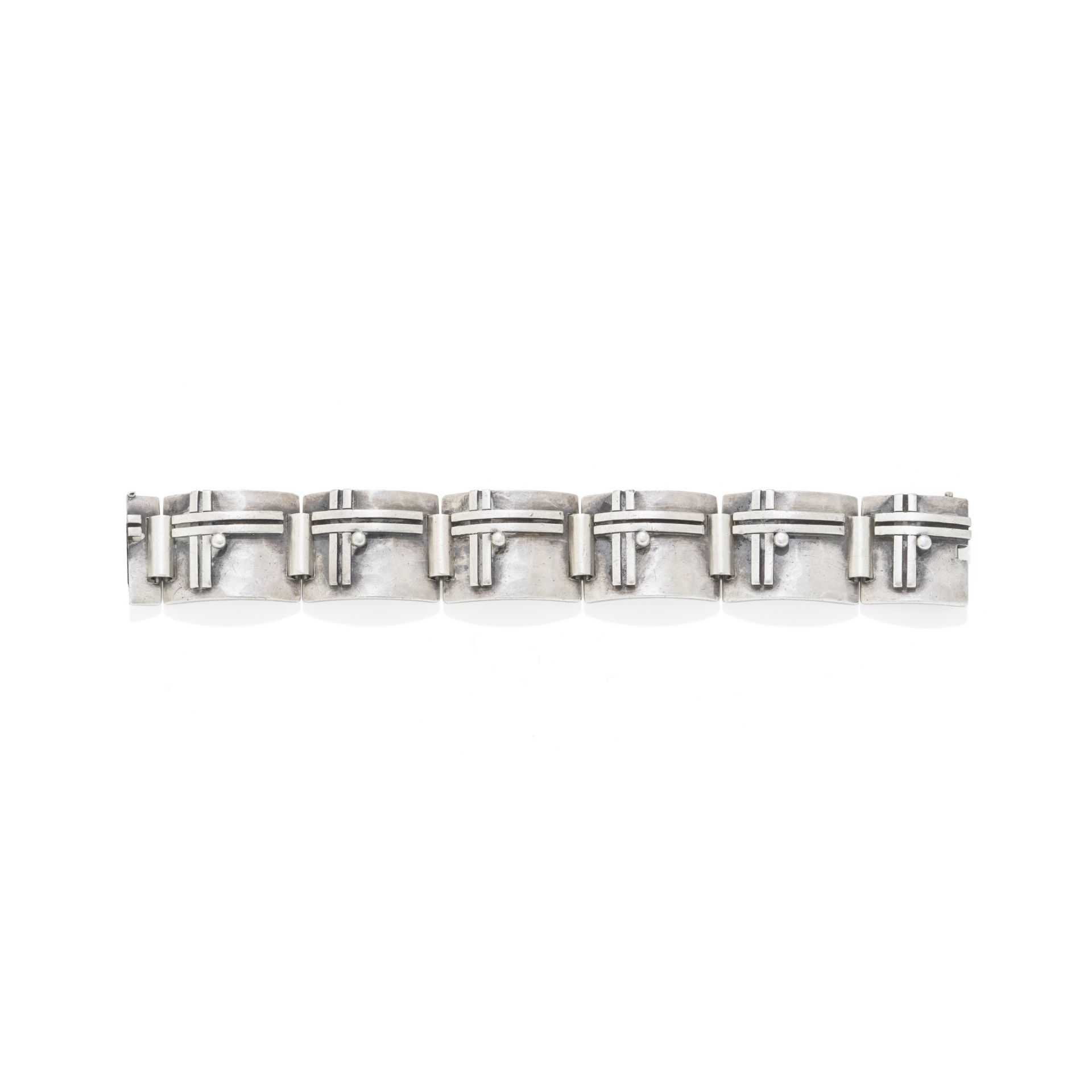 JEAN DESPR&#201;S: ART DECO SILVER BRACELET, CIRCA 1930