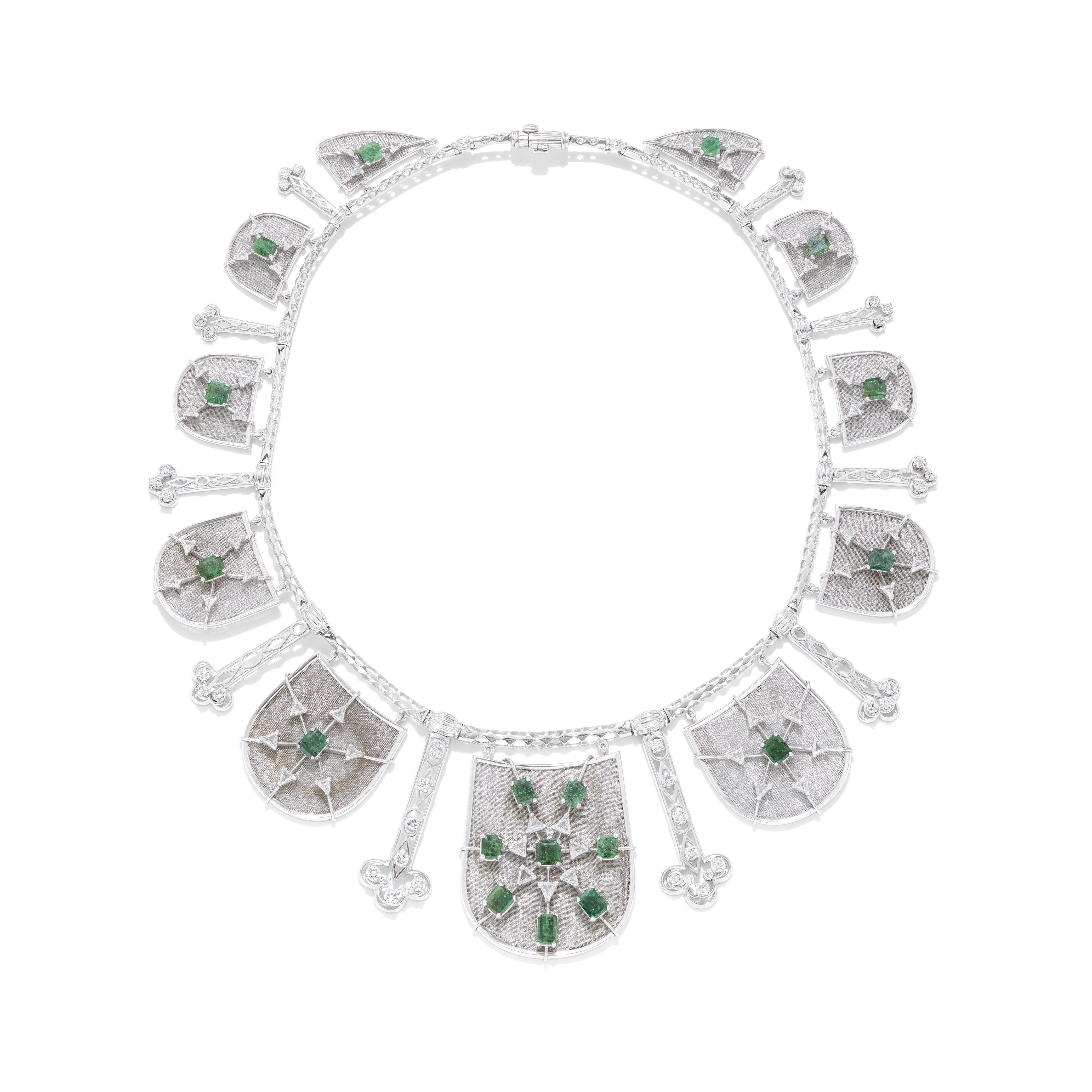 LALAOUNIS: EMERALD AND DIAMOND NECKLACE, CIRCA 1980