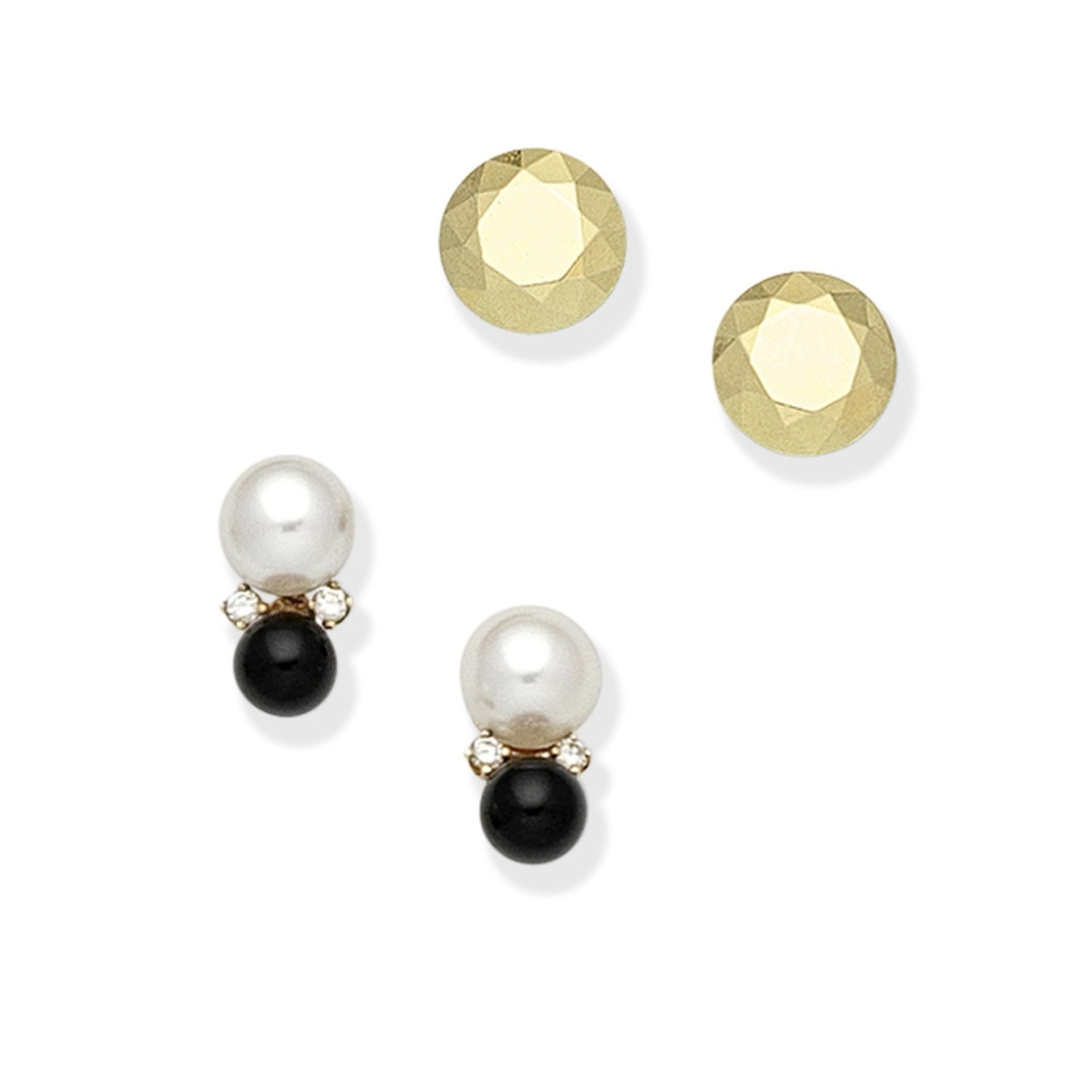 ELSA PERETTI FOR TIFFANY: EARSTUDS; TIFFANY: ONYX, CULTURED PEARL AND DIAMOND EARSTUDS (2)