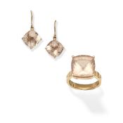 MORGANITE RING AND EARRING SUITE (2)