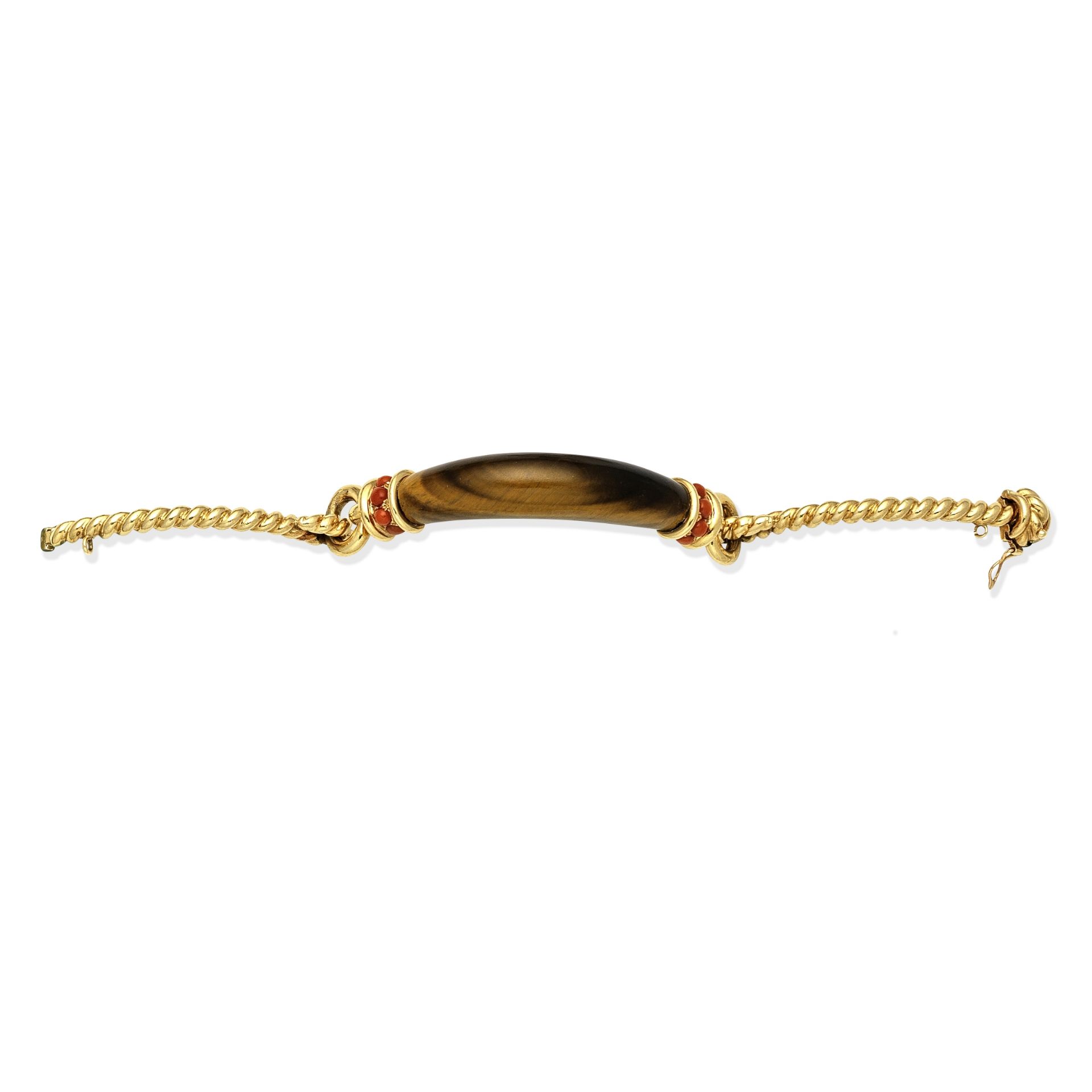 CHAUMET: TIGER'S EYE AND CORAL-SET BRACELET