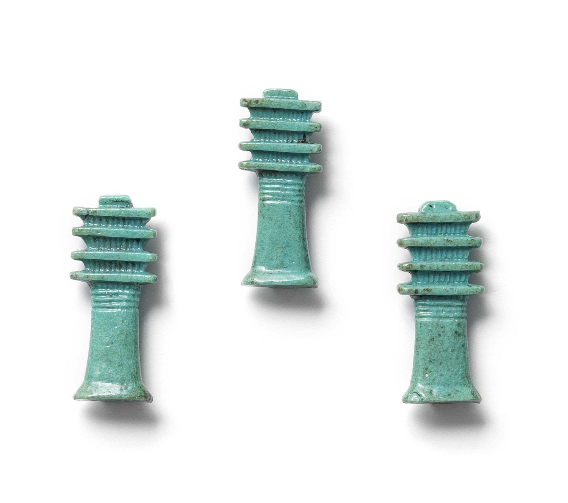 Three Egyptian faience Djed pillars 3