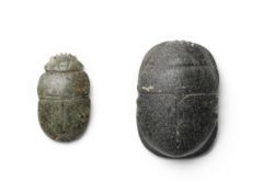Two Egyptian uninscribed stone scarabs 2