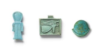 Three Egyptian turquoise faience amulets 3